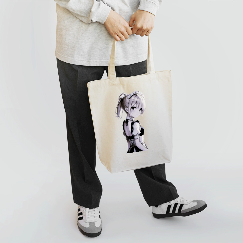 agomamushiの見返り金髪ポニテメイドさんモノクロバージョン Tote Bag