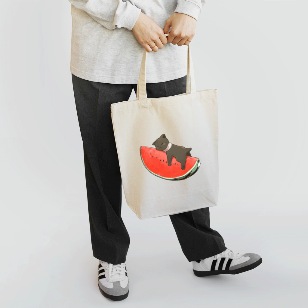 TANSHOのスイカベッドのクロ Tote Bag