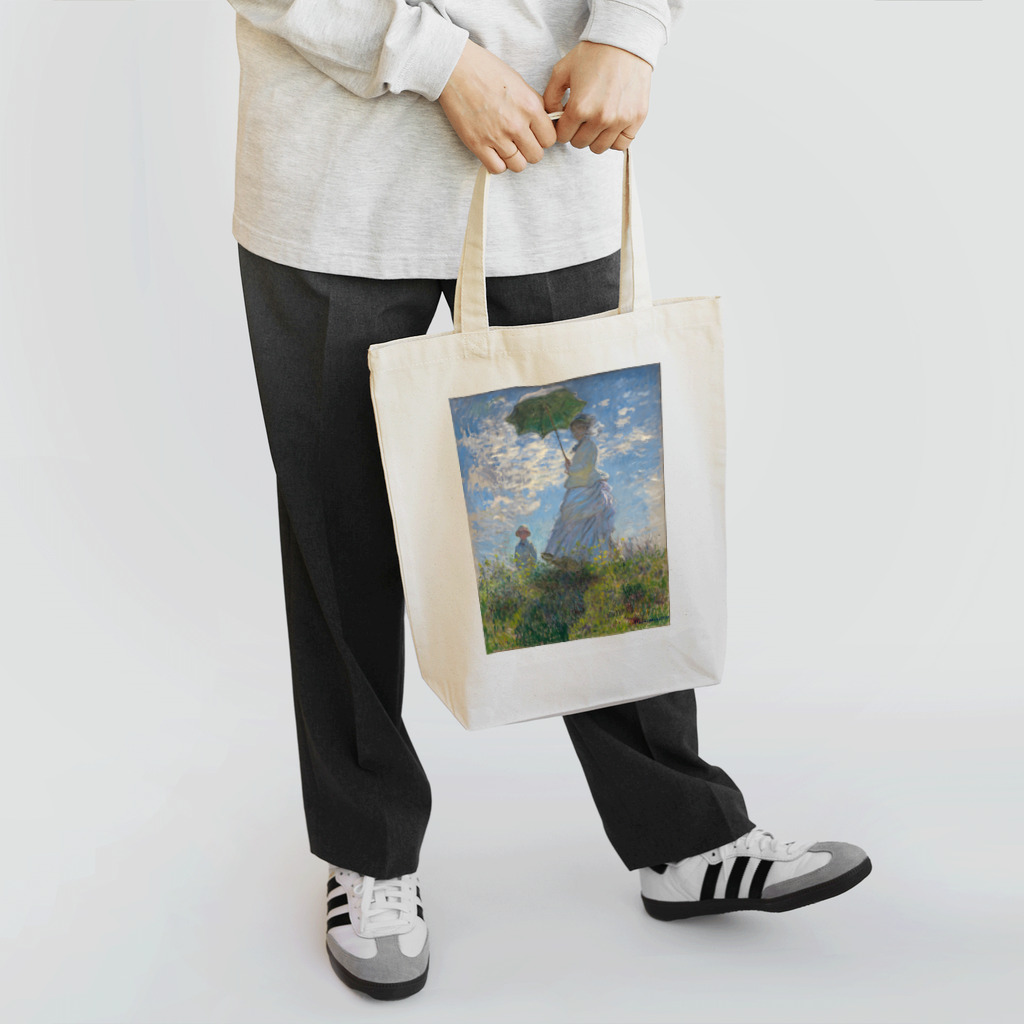 世界美術商店の散歩、日傘をさす女性 / Woman with a Parasol - Madame Monet and Her Son Tote Bag