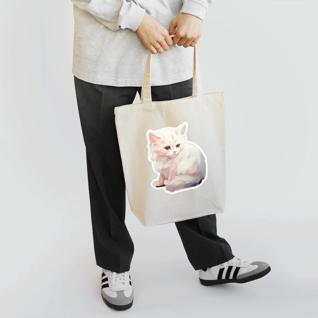にゃんにゃんマーケットのふわふわの白猫 Tote Bag