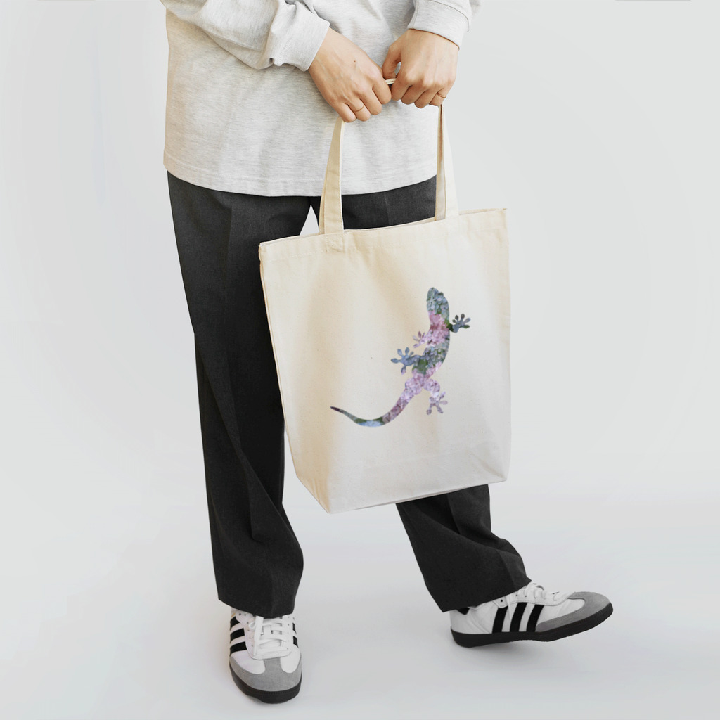 りっちゃん🦖のニホンヤモリ×紫陽花 Tote Bag