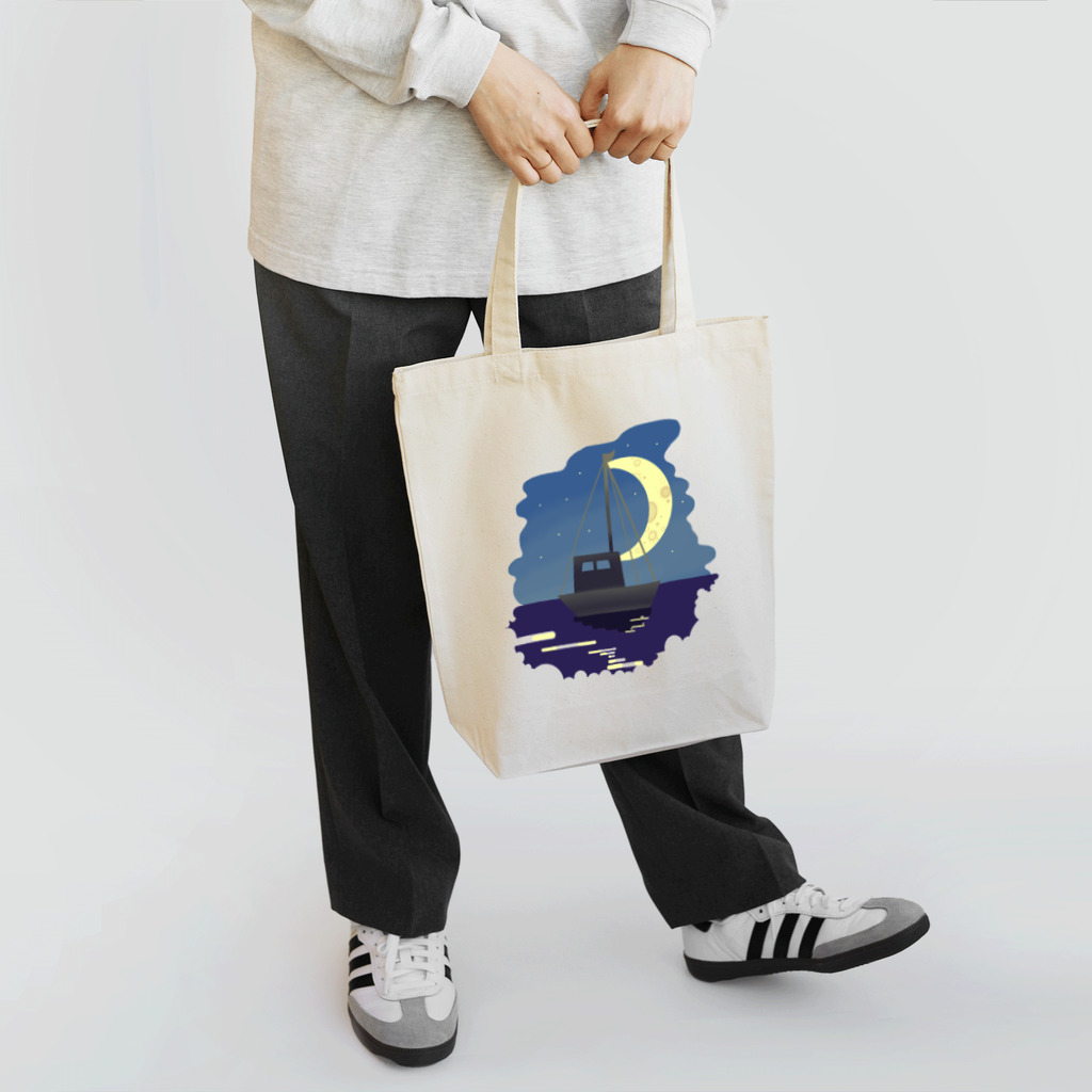 虎笑鬼　まうの月夜のヨット Tote Bag