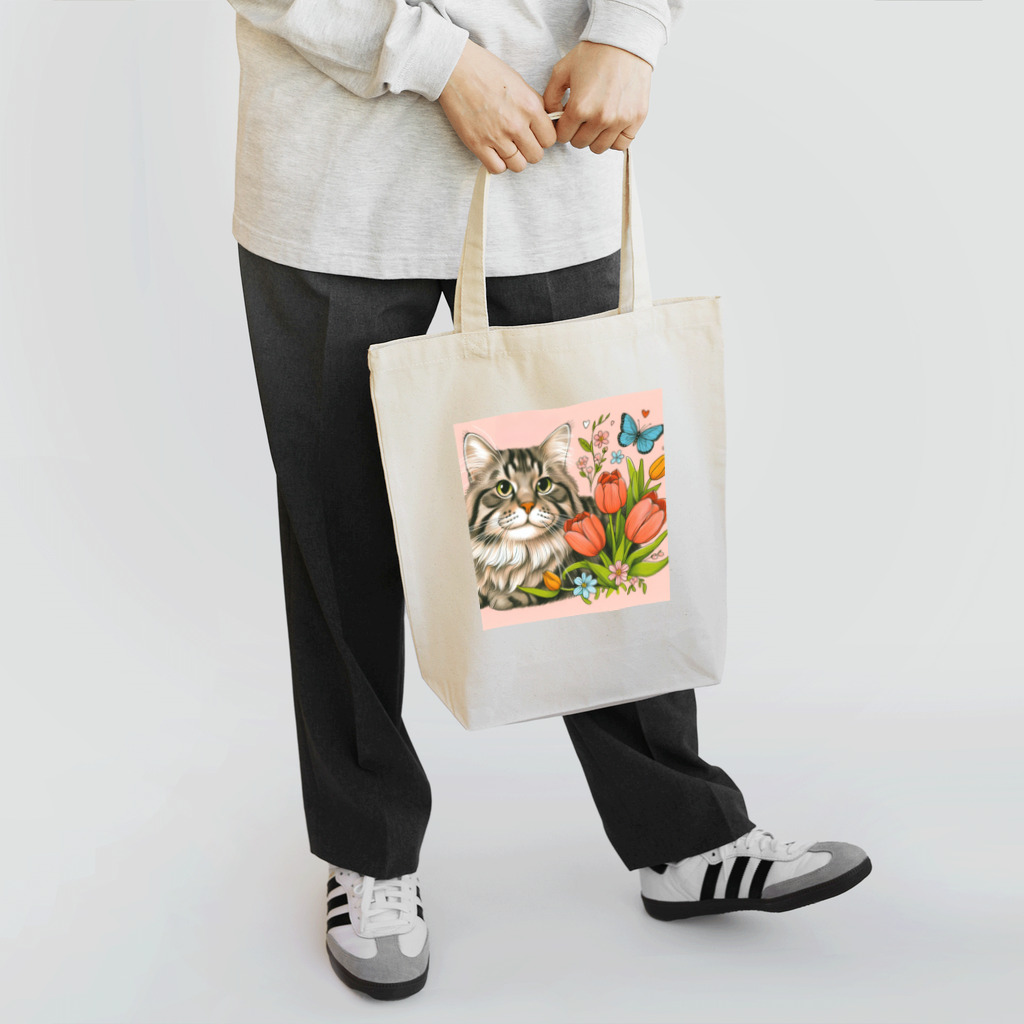 Y m @Y's shopの猫とチューリップ Tote Bag
