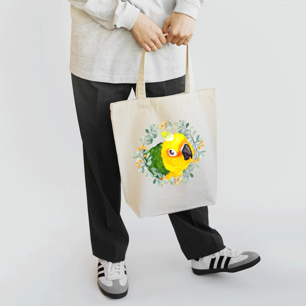 mariechan_koboの030 ナナイロメキシコインコ オレンジ小花のリース Tote Bag