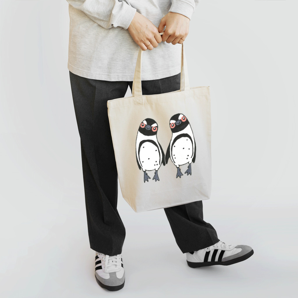 penguininkoの手繋ぎケープペンギンのカップル🐧❤️🐧 トートバッグ