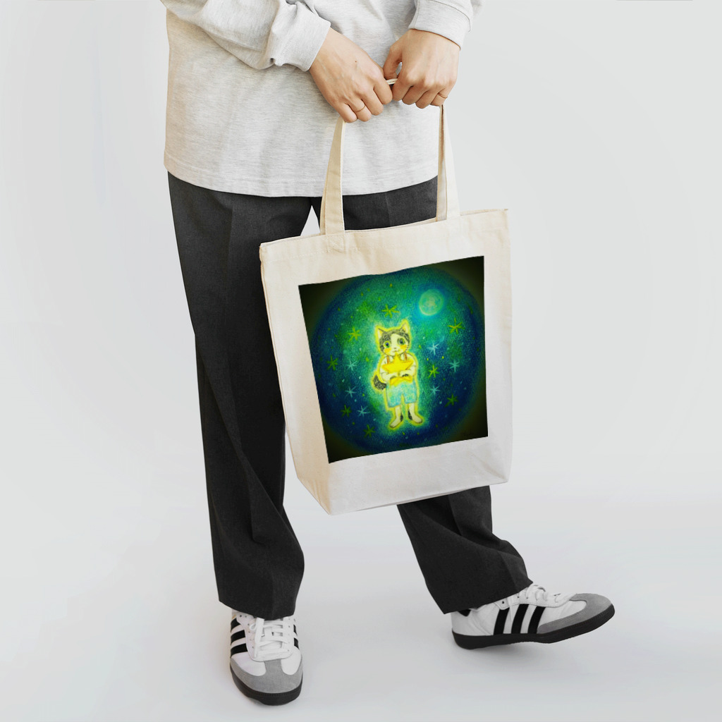 『星月夜の猫』（安財ちずかのイラストグッズONLINE SHOP）の星月夜・猫の幻想物語 Tote Bag