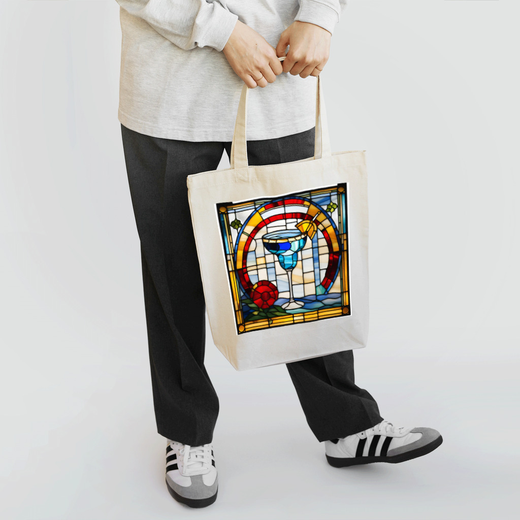 ReoReo-Artの青カクテルのステンドグラスアート Tote Bag