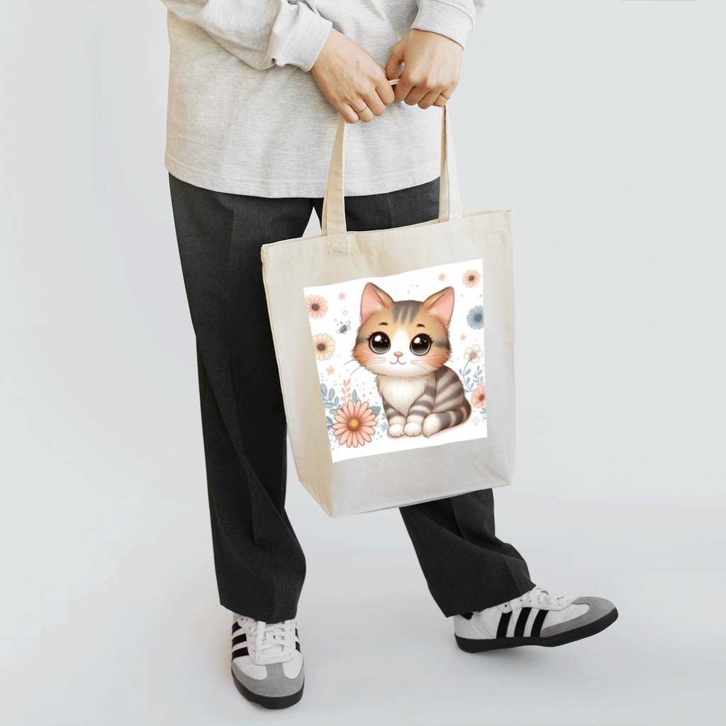 イラストアニマルズの癒しと可愛さが溢れるネコちゃん Tote Bag
