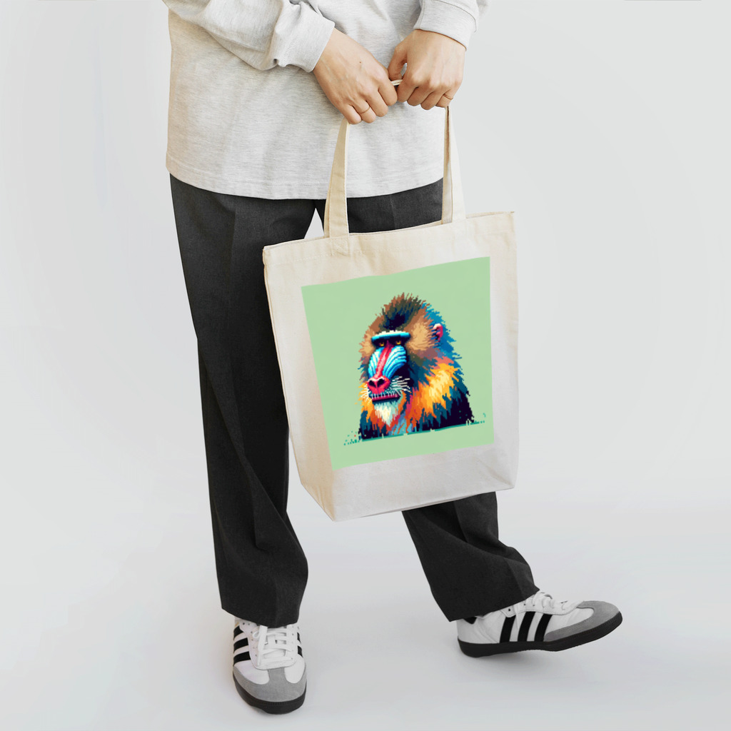 ippofumiのカラフルなマンドリルのドット絵 Tote Bag