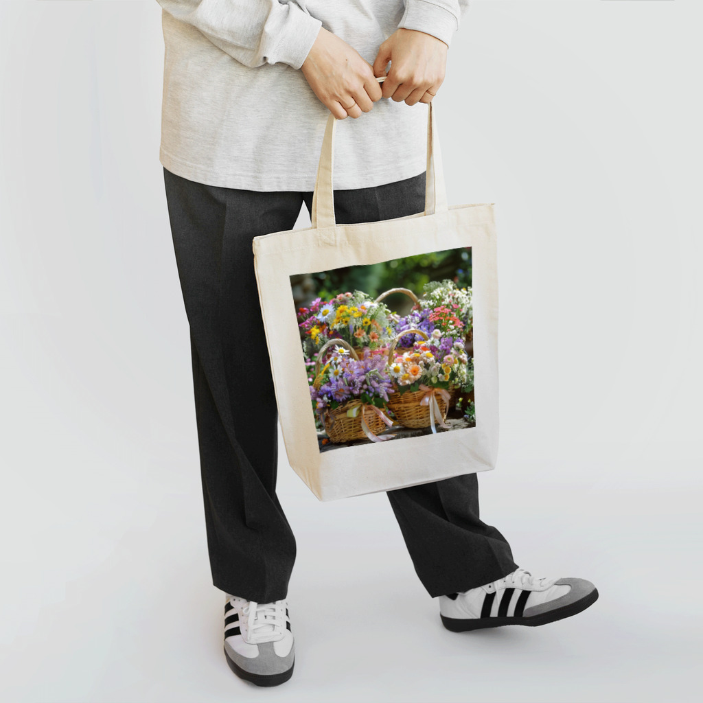 AQUAMETAVERSEの華やかな花が入った花かご　なでしこ1478 Tote Bag