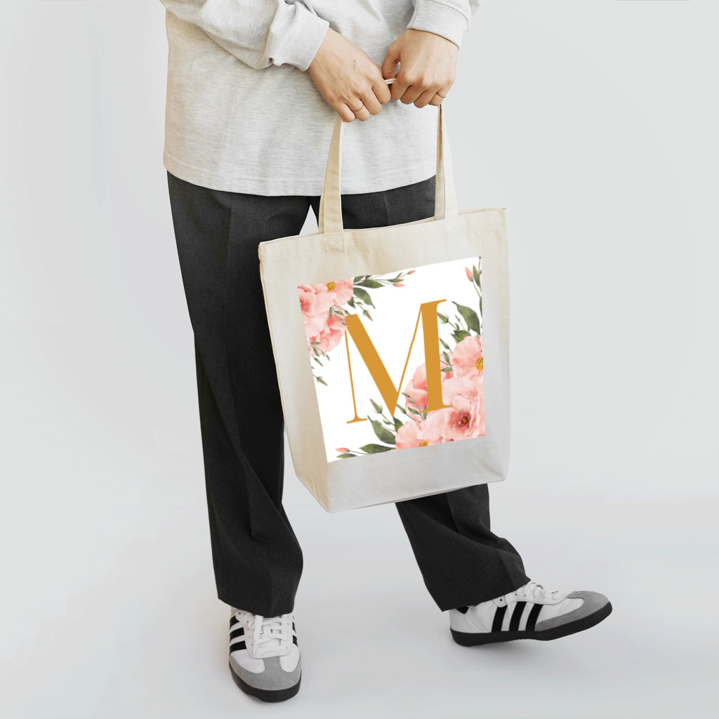 🦋Papillon de la lune🌙のフラワーイニシャルデザインM Tote Bag