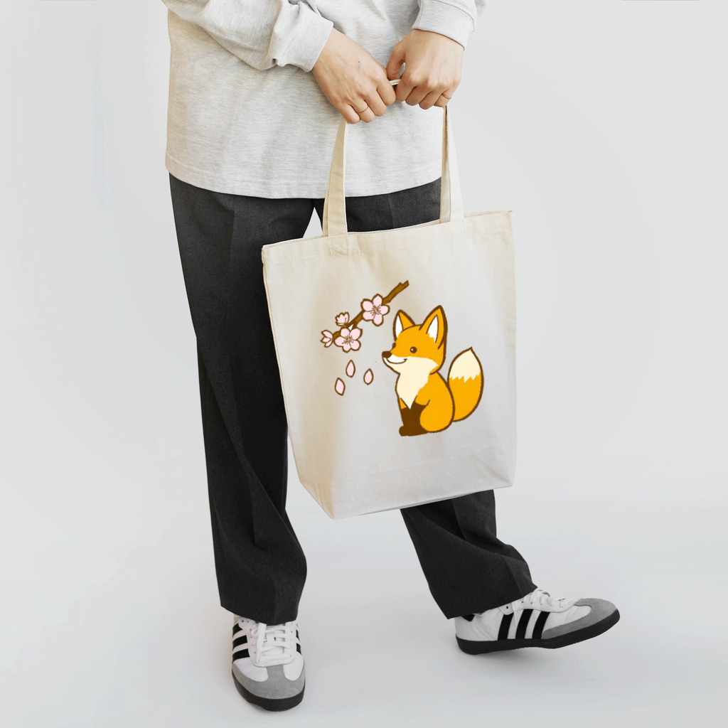 フォックスのきつねショップのお花見をするきつねさん Tote Bag