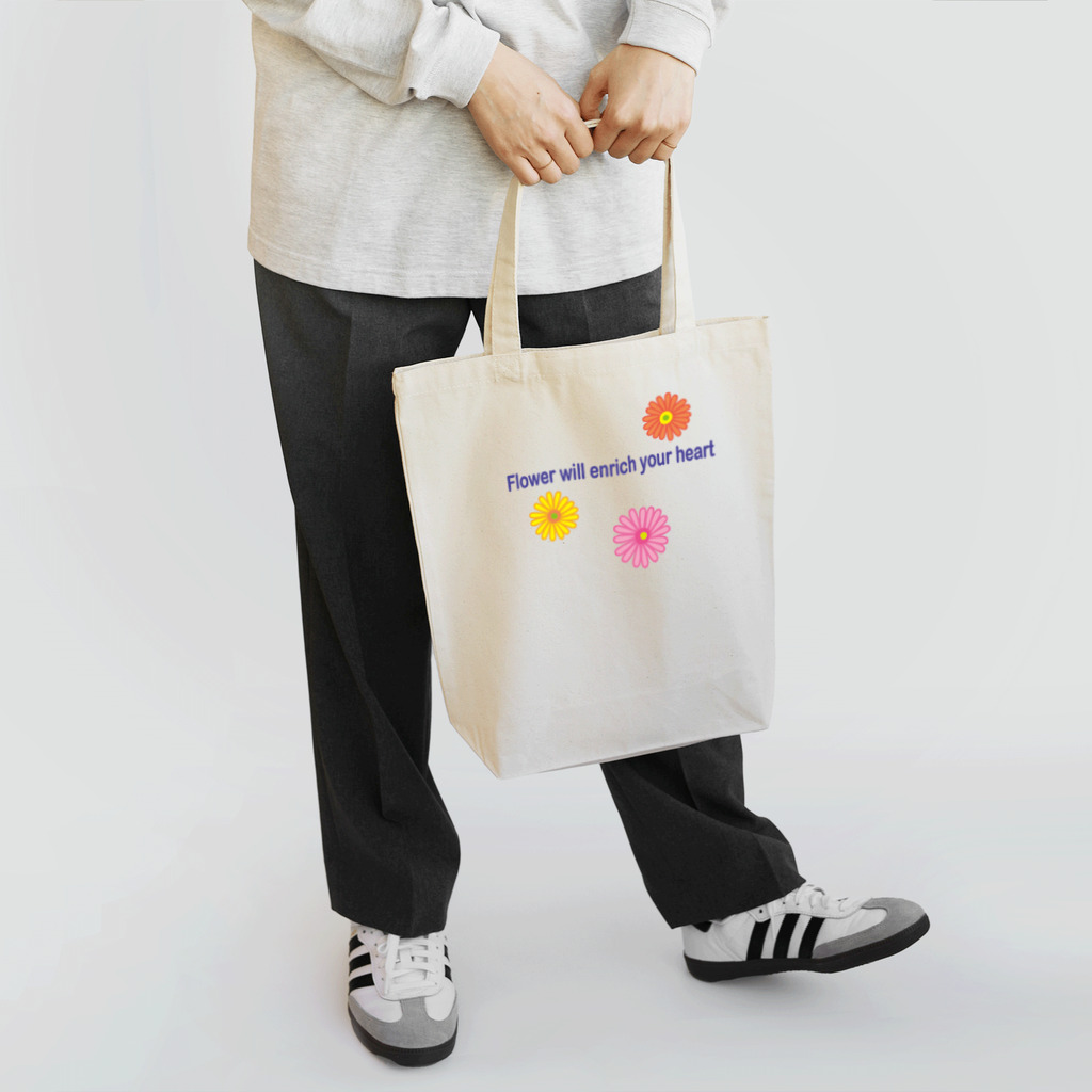 lady_go_landのガーベラお花Tシャツ　文字色むらさき Tote Bag