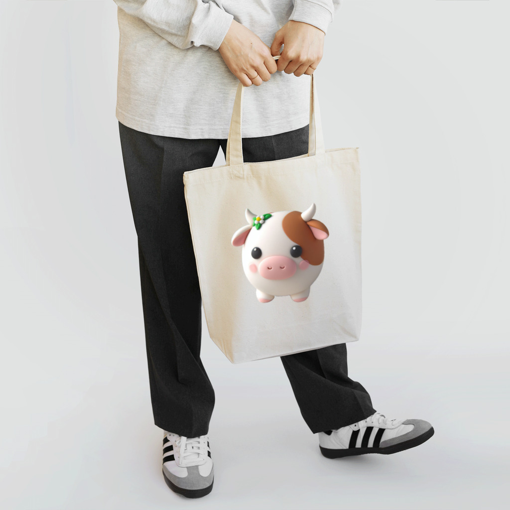 終わらない夢🌈の可愛い💕まんまる◯シリーズ✨　牛🐮 Tote Bag