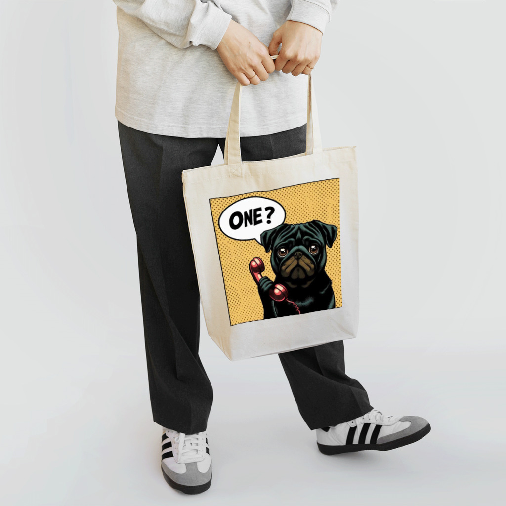 黒パグ🖤Black Pug laboratory🖤のONE? Pug series Tote Bag