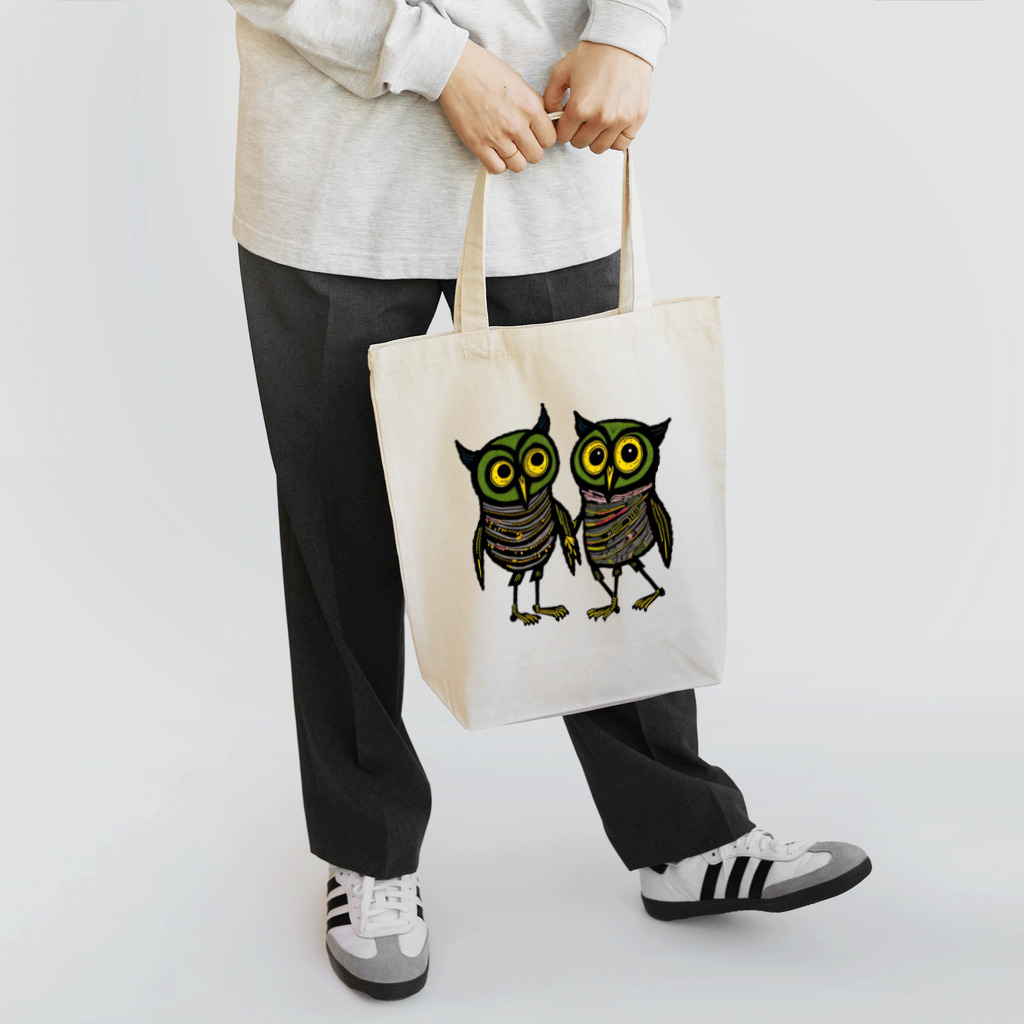 猫魚鳥時々犬等 arte♡のSuccessful Owls ♡ トートバッグ