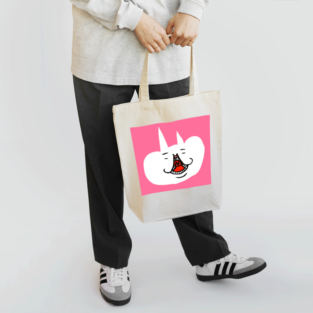 しんご@ねこLINEスタンプ販売中のらくがきにゃんこ４　ピンク トートバッグ