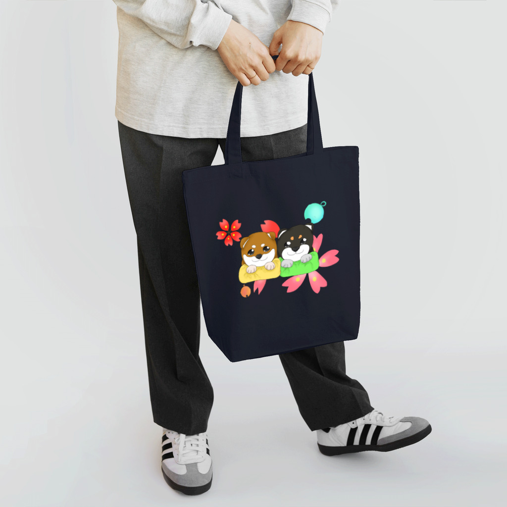 Lily bird（リリーバード）の柴犬ベビーず 和柄背景① Tote Bag