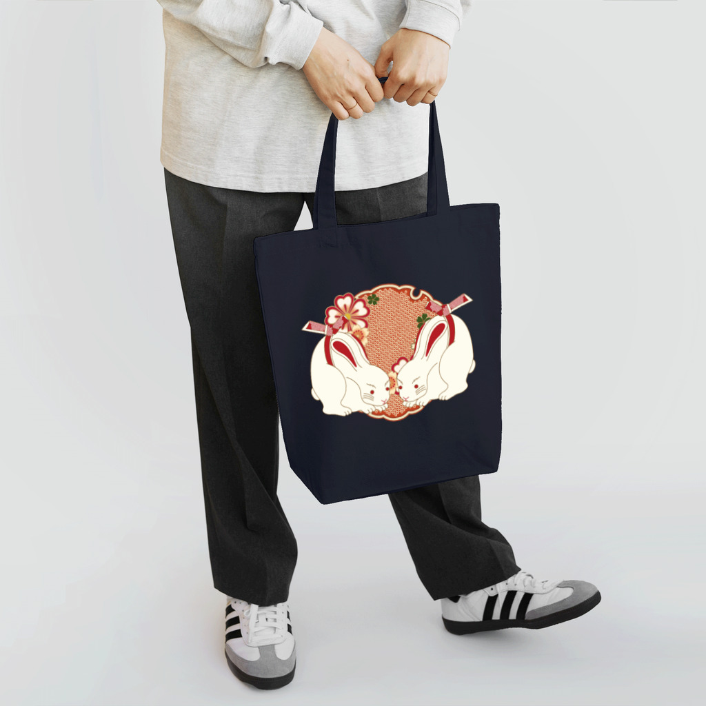 Amiの結び文白兎 -桜- トートバッグ