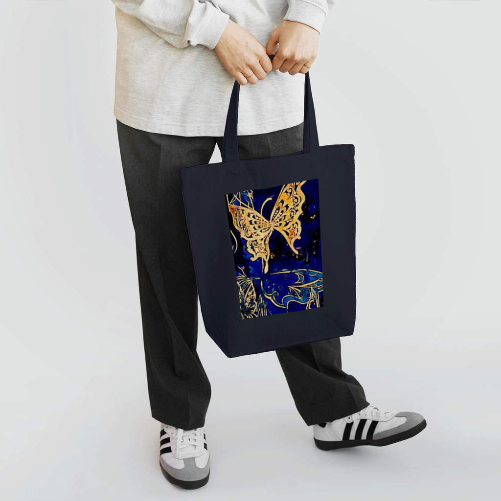 しばいぬ1大好き屋の夜空羽舞う黄金蝶 Tote Bag