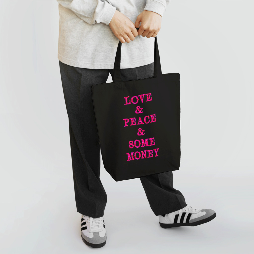 猫山アイス洋品店のLOVE & PEACE & SOME MONEY トートバッグ
