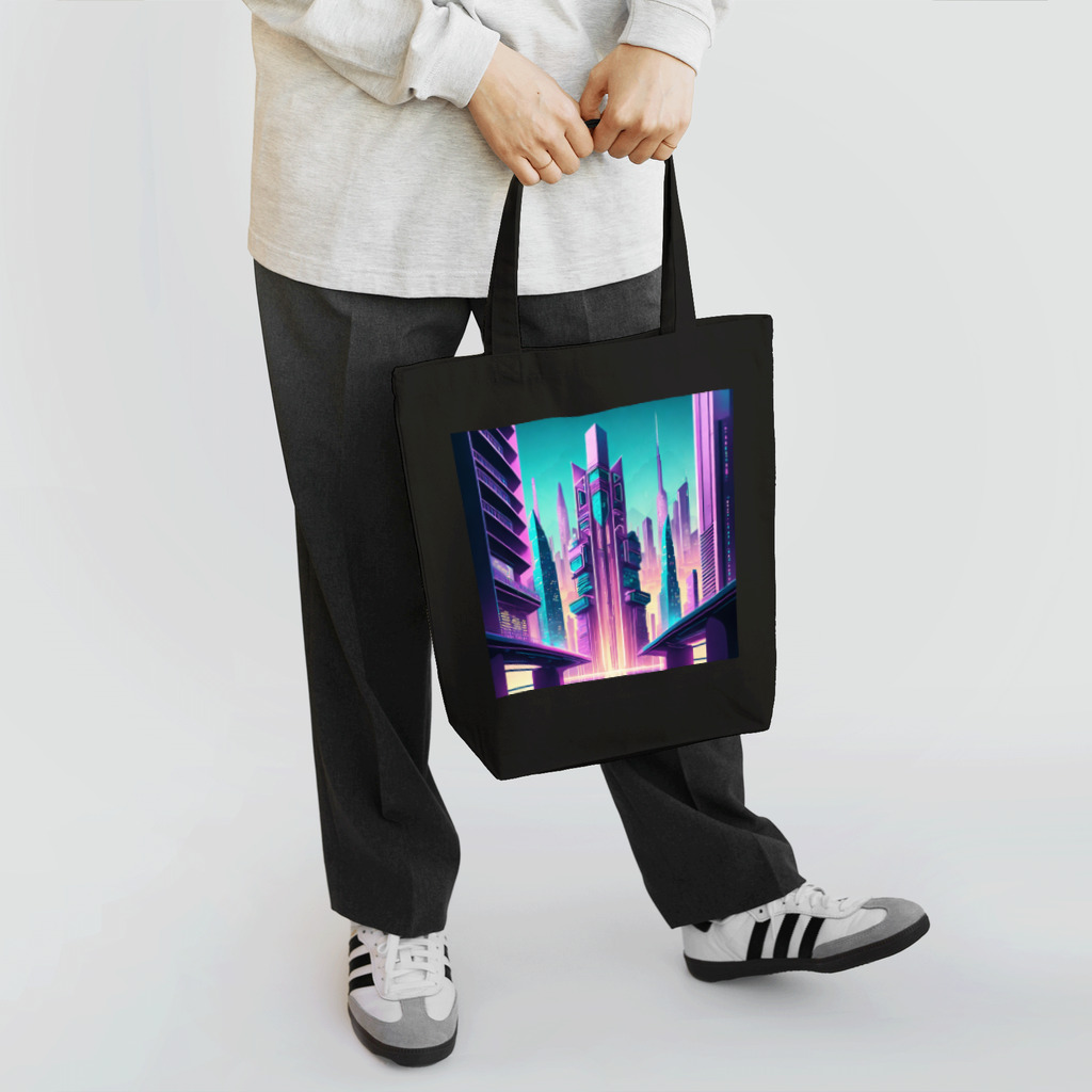 のんびりアート工房のサイバーパンク都市 Tote Bag