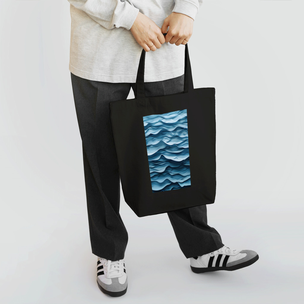 Grazing Wombatの３Dデジタルアート、紙細工風ー波 Tote Bag