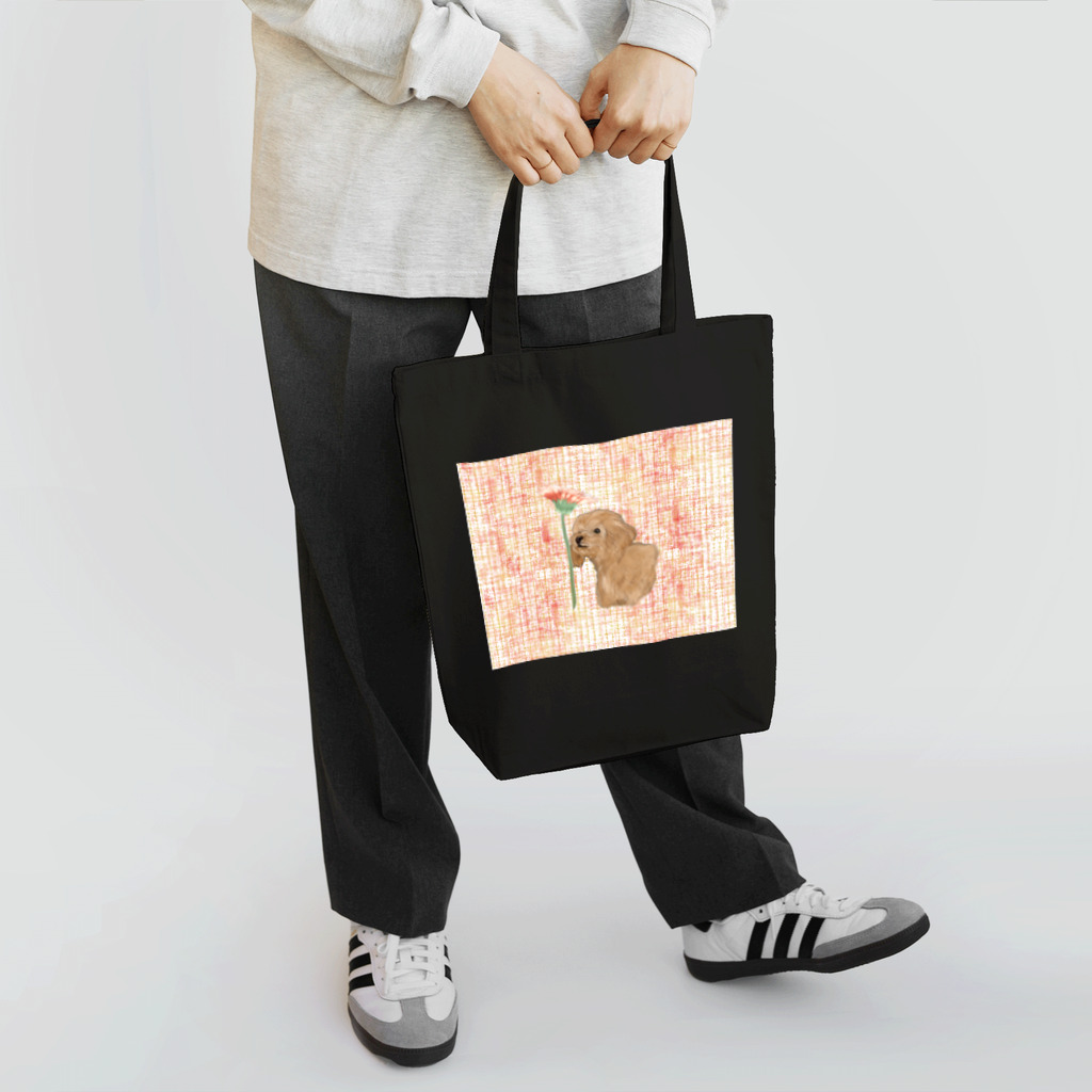 アニマルデザインはなのトイプードルとガーベラ Tote Bag