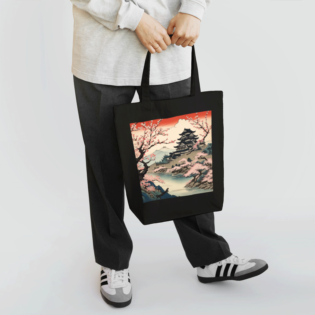 日本の風景 COOL JAPANの日本の風景、桜咲くお城　 Tote Bag