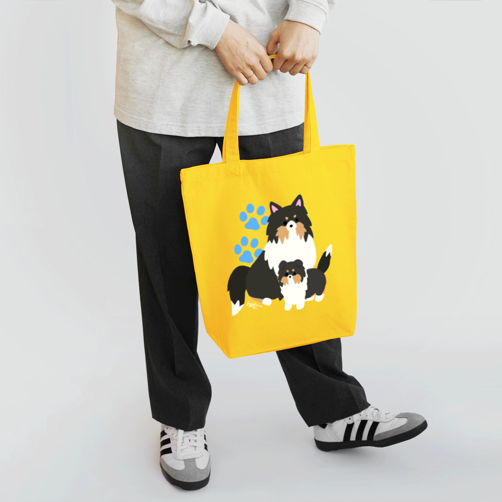 Kotetsu diary(SUZURI店)のゆるゆるシェルティ親子(トライカラー) Tote Bag