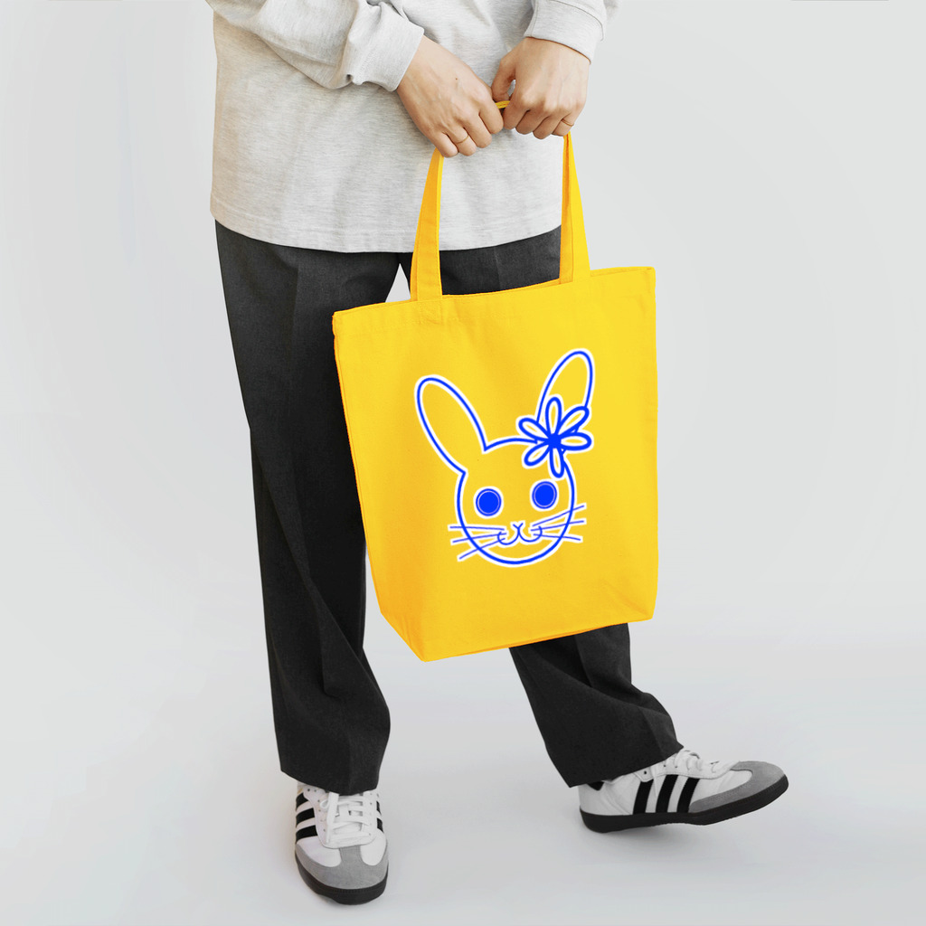 Rabbitflowerのびっくり♥らびこ♥ブルー トートバッグ