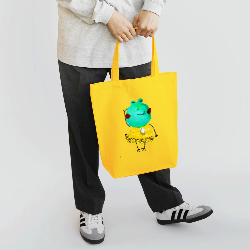 カエルがモチーフの世界にひとつだけのオリジナルデザイングッズのHAPPYカエル Tote Bag