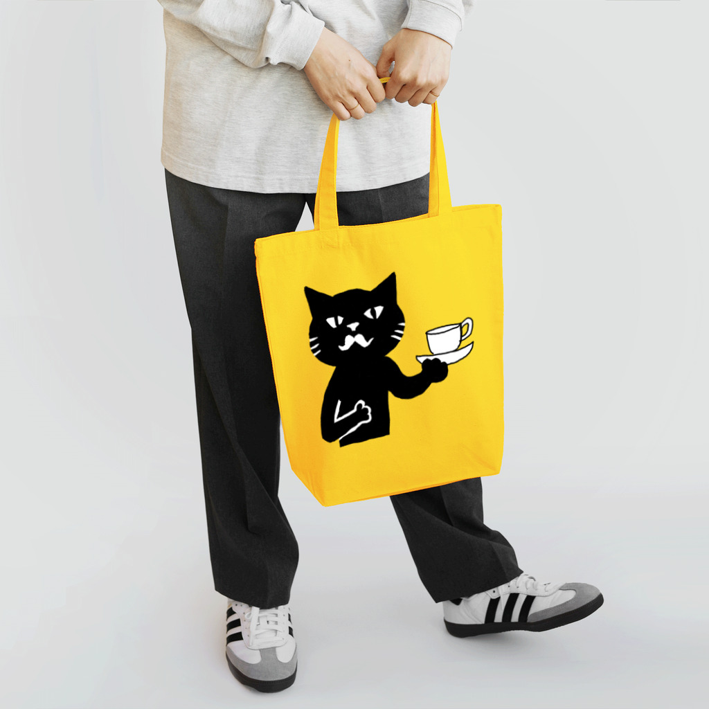 Blanc.P(ぶらんぴー)の店の喫茶・髭猫ロゴマーク① トートバッグ