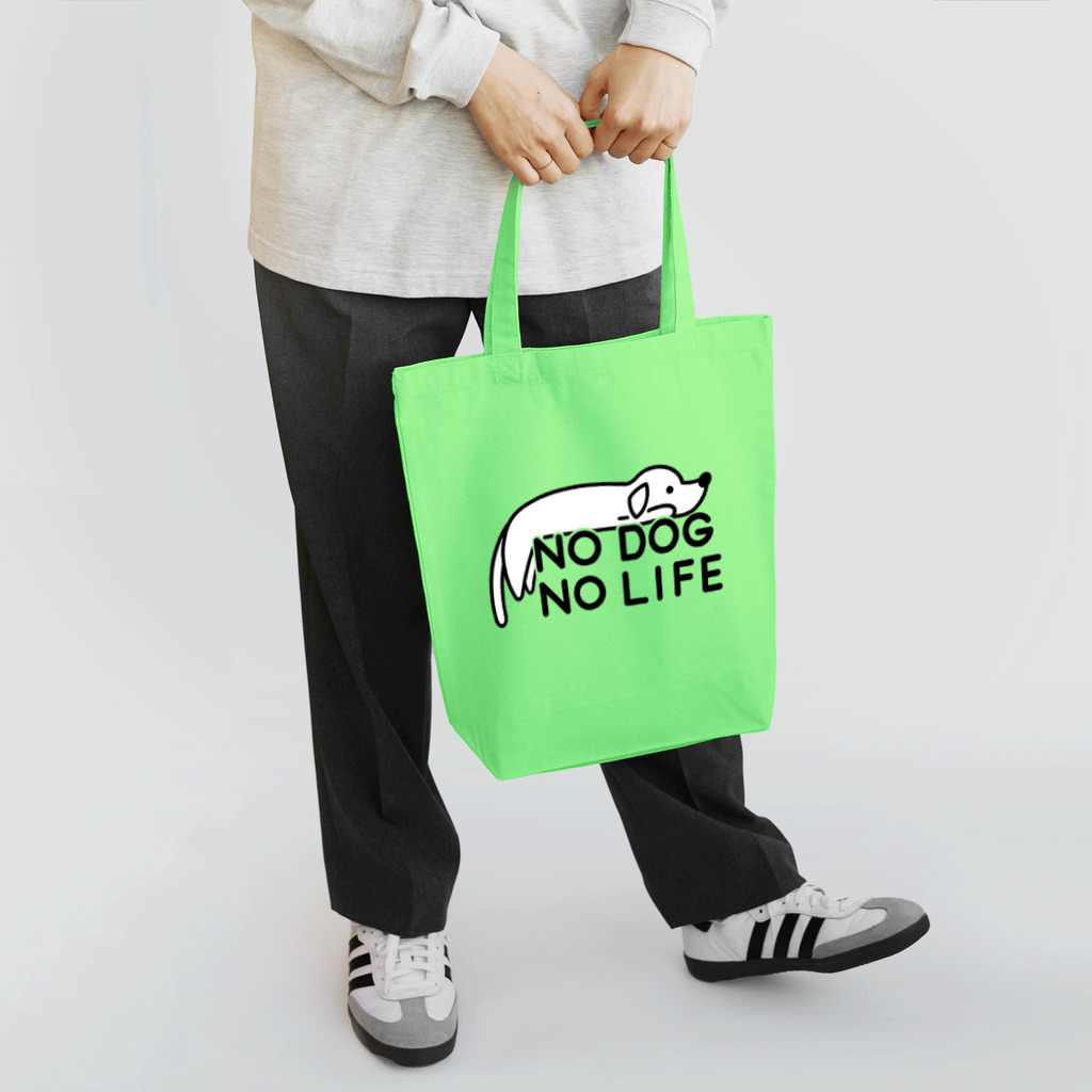 ぽぴーぴぽーのNO DOG NO LIFE(犬白塗り) トートバッグ