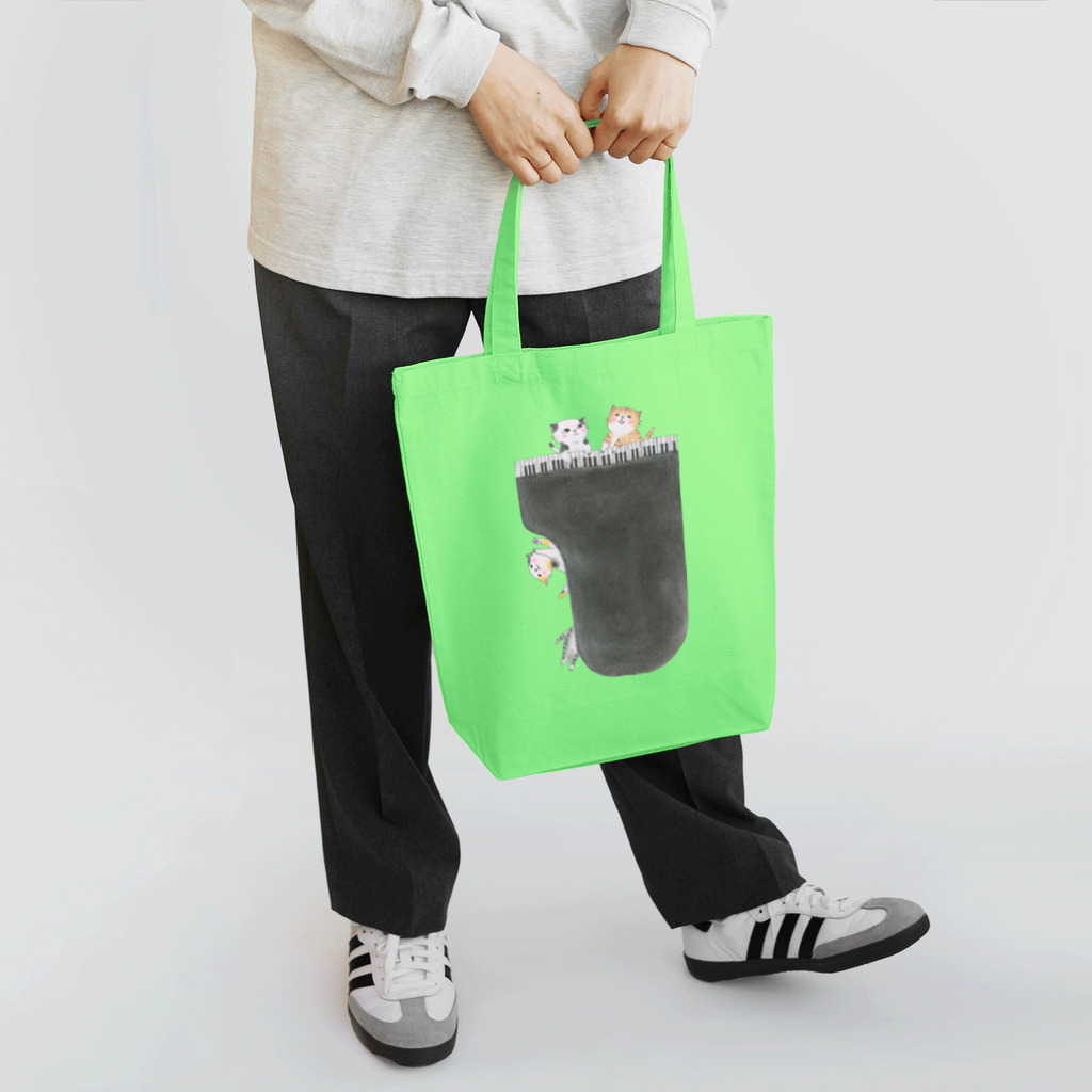 音楽雑貨でぶねこのピアノ猫 Tote Bag