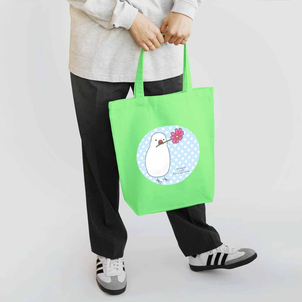 Cocotte Mottoのコスモスと文鳥 Tote Bag