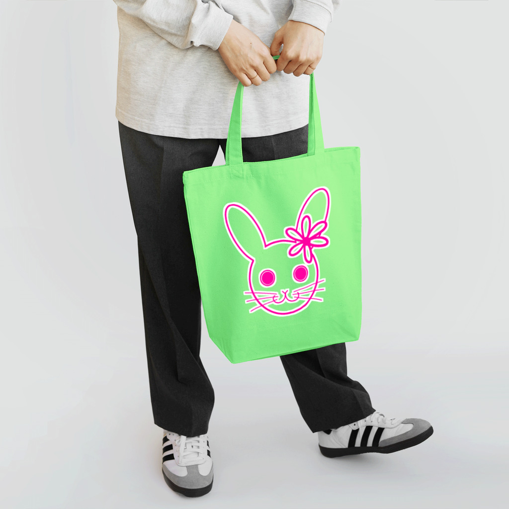 Rabbitflowerのびっくり♥らびこ♥ピンク トートバッグ