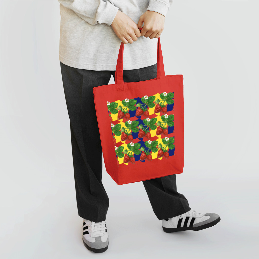 romaromaのイチゴチェック柄 Tote Bag