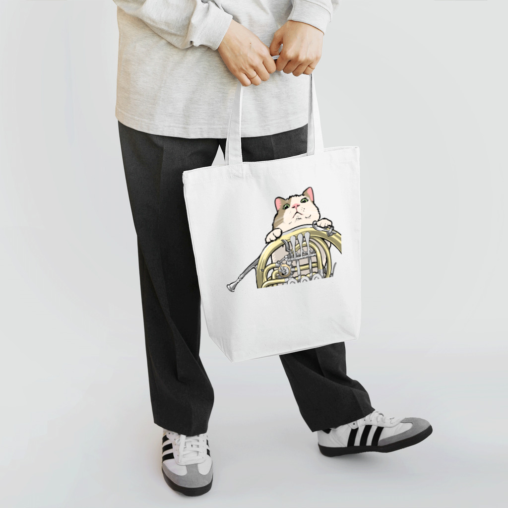 ももねこ工房（　◜◡‾）のホルンからのぞくネコ Tote Bag