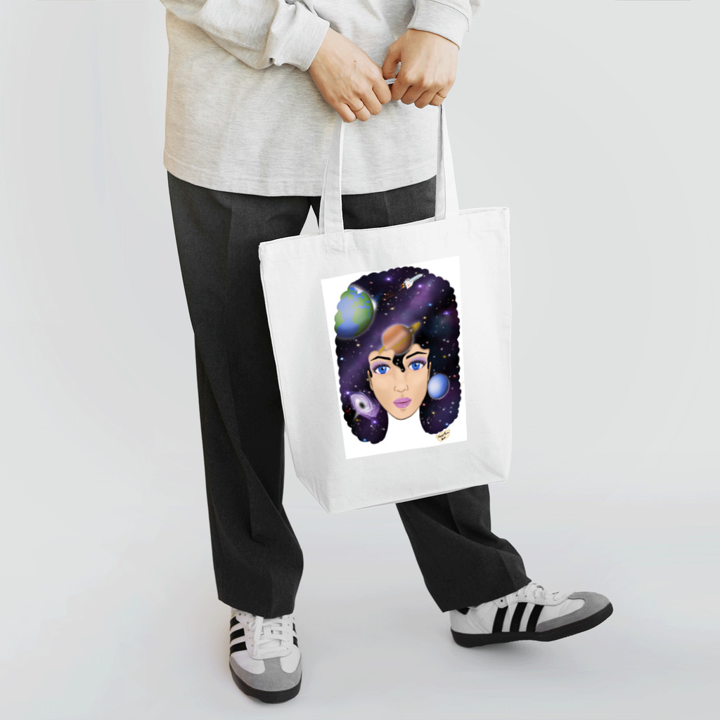 Happy Moon ArtのUniverse girl Tote Bag