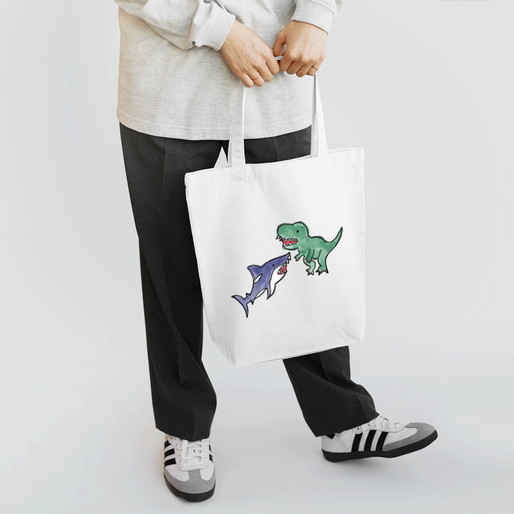 サメと恐竜展のサメVS恐竜(ロゴなし) Tote Bag