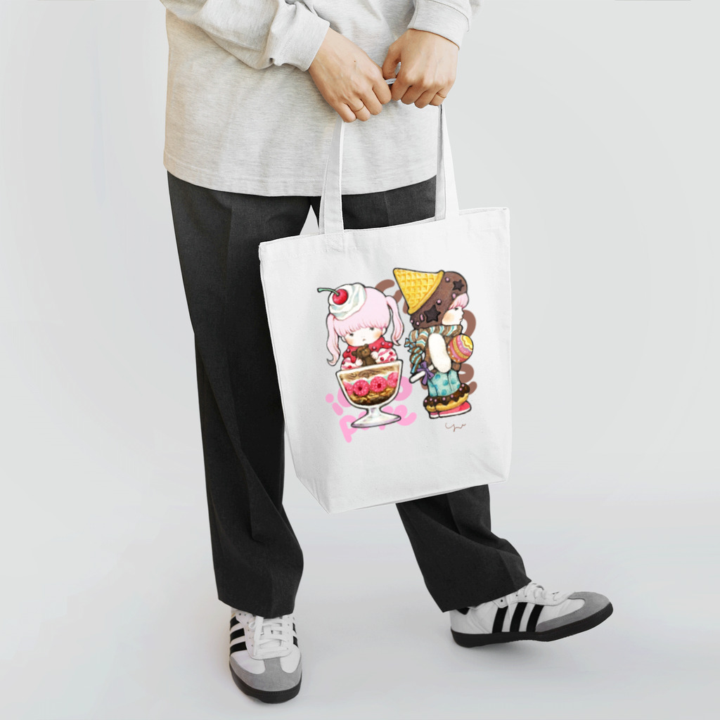 山田雨月shopのいちごパフェちゃんチョコアイスくん トートバッグ