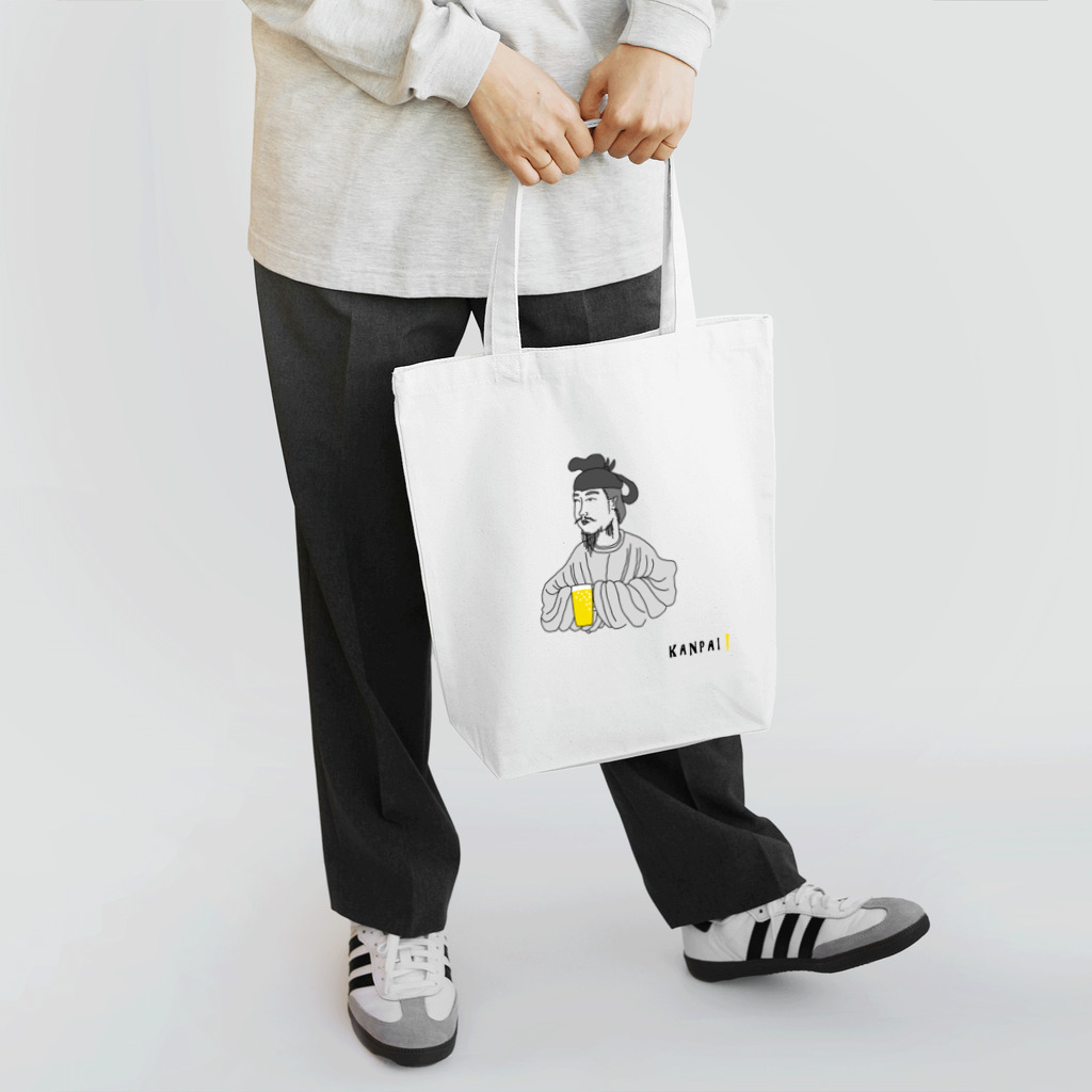 ビールとアート TM-3 Designの偉人 × BEER（聖徳太子）黒線画 Tote Bag