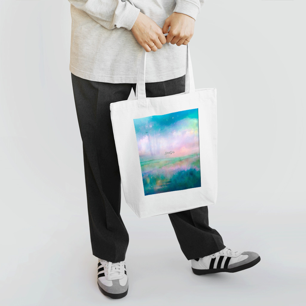 【ホラー専門店】ジルショップの油絵風の癒しデザイン(ターコイズブルー) トートバッグ