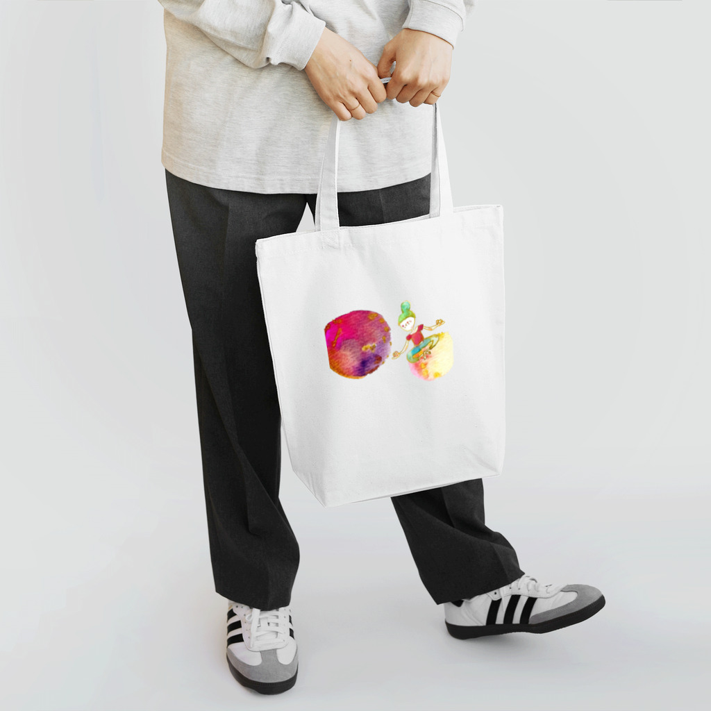 onmycolorの楽描き店のそばかすこちゃん on ball Tote Bag