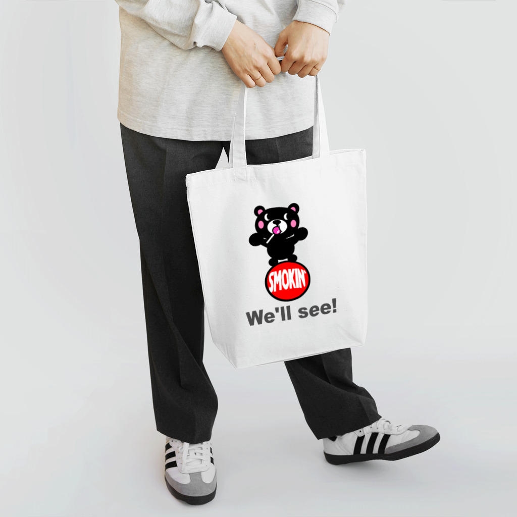 オリジナルデザインTシャツ　SMOKIN'の玉のりモクモックマ  飴ちゃんフェイス　黒 Tote Bag