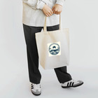 Cool Japanese CultureのMinimalist Traditional Japanese Motif Featuring Mount Fuji and Seigaiha Patterns Tote Bag