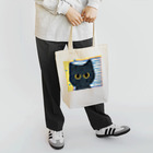 くろだまやさんの黒猫くろだまの手縫いアップリケ風 Tote Bag