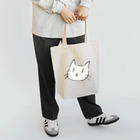 なんだこれTシャツとトーバッグのNEKO（ねこ・顔のみ・白猫） Tote Bag