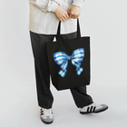 HosoMitsu-painterの水色のストライプリボン Tote Bag